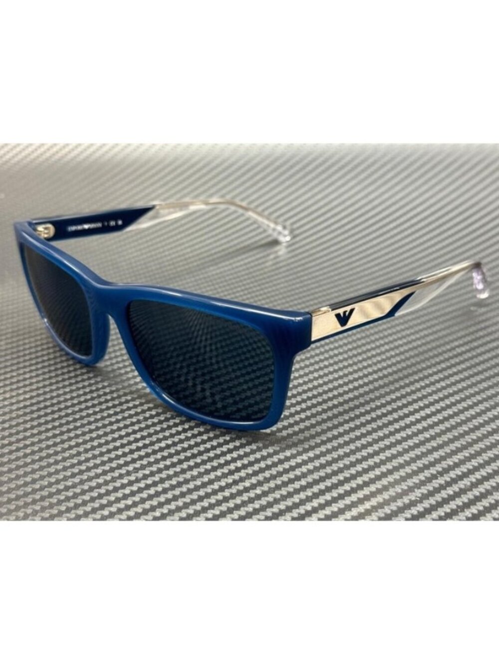 New Emporio Armani Men Blue Silver Sunglasses 57-19-145